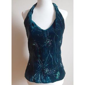 Party/Wedding style Holter by Worth, Dark Green with sequins, size 10
